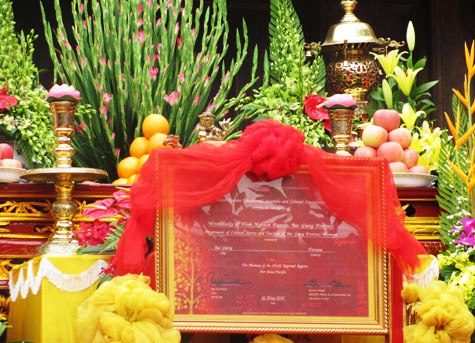 Bằng công nhận mộc bản chùa Vĩnh Nghiêm (Bắc Giang) là 'Di sản tư liệu ký ức thế giới'